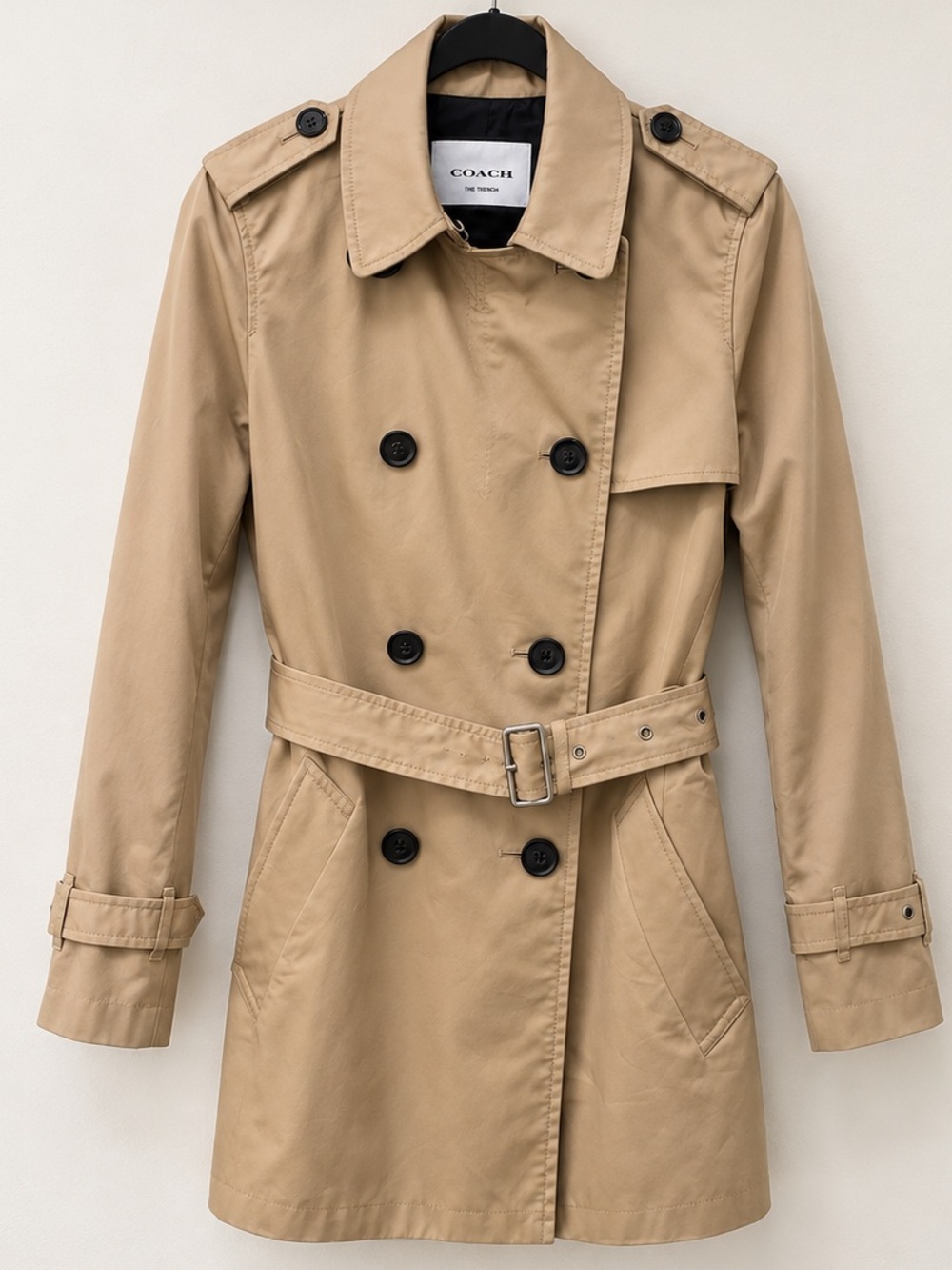 Coach Classic Khaki Double-Breasted Trench with Belt